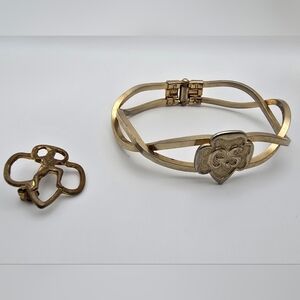 Gold-Tone GS Women's Bracelet And Pin